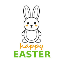 Happy Easter design with cute bunny, vector illustration