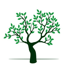 Green tree isolated on white. Vector Illustration.