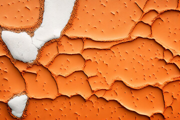 orange and white cracked wall background, generative ai