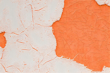 orange and white cracked wall background, generative ai