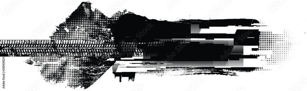 Poster vector print textured tire track . design element . car tread arrow silhouette . mud splash grunge t