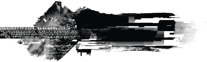 Vector Print Textured Tire Track . Design Element . Car tread arrow silhouette . Mud splash grunge tire texture. Tyre track banner . © miloje