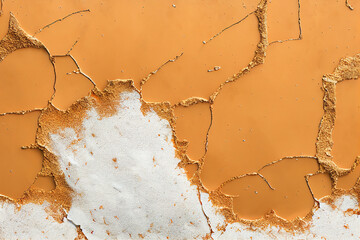 orange and white cracked wall background, generative ai