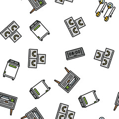 bedroom room interior bed vector seamless pattern