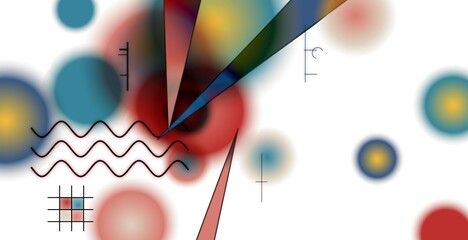 Obraz premium Abstract colorful geometric background. Color oil picture painting geometry line wallpaper illustration image. Fine art canvas, vibrant and moody color texture print pattern.