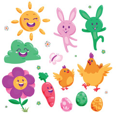 easter bunny and easter eggs and Easter seamless pattern with rabbits and bunny free vector