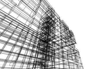 Abstract architecture background 3d illustration 