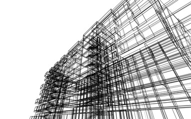 Abstract architecture background 3d illustration 