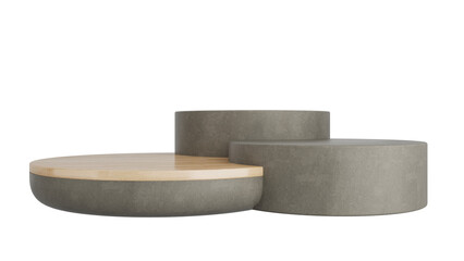 Concrete Podium Product Display Stand On Transparent Background Minimal Showcase. 3D Render Illustration