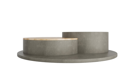 Concrete Podium Product Display Stand On Transparent Background Minimal Showcase. 3D Render Illustration