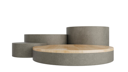 Concrete Podium Product Display Stand On Transparent Background Minimal Showcase. 3D Render Illustration