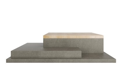 Concrete Podium Product Display Stand On Transparent Background Minimal Showcase. 3D Render Illustration