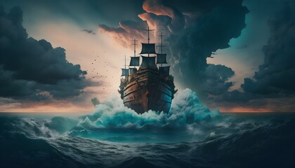 Obraz na płótnie Canvas ship in the ocean, Generative AI