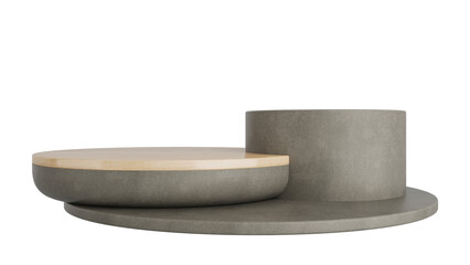 Concrete Podium Product Display Stand On Transparent Background Minimal Showcase. 3D Render Illustration