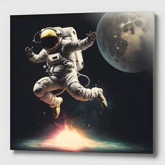 Fototapeta premium Astronaut on moon created using Generative AI Technology