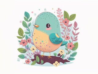 Naklejka premium illustration of haystack on a branch, AI-generated children's image