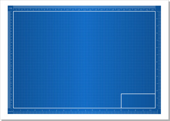 Blank Blueprint Template with inch" and cm ruler. Printable with A4 or Letter paper. Editable Vector  