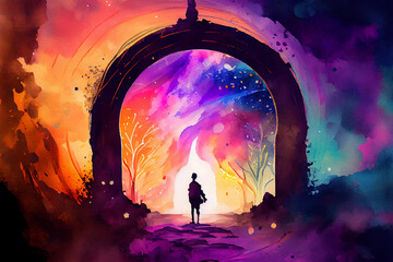 Time portal, travel through time, conceptual generative ai illustration