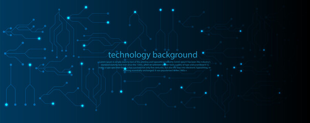 Blue circuit board electronic or electrical line with engineering technology concept vector background