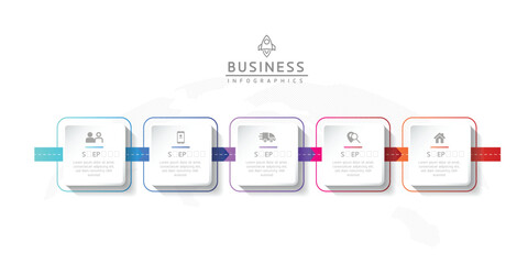 Vector infographic business presentation template connected with 5 options