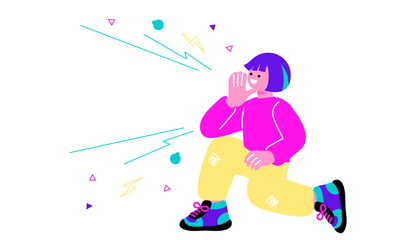 大声で呼びかける人物のイラスト
