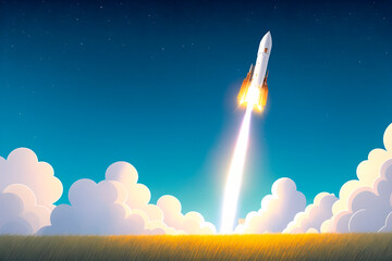 rocket launch, concept art illustrtion. Generative ai.