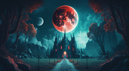 landscape with moon and clouds