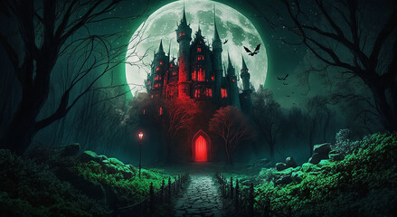 Green lights with castle.