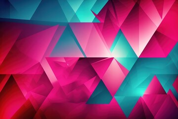 Hot pink & cyan abstract geometric background, generative AI