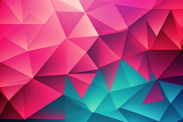 Obraz premium Hot pink & cyan abstract geometric background, generative AI