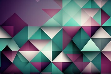 Obraz premium Lavender & teal abstract geometric background, generative AI
