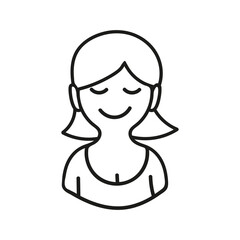 Hand drawn girl avatar icon. Vector illustration, doodle style.
