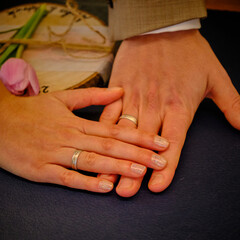 Hochzeit zwei Hände mit Eheringen