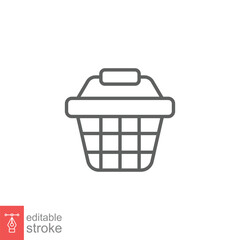 Fototapeta premium Shopping basket icon. Simple line style for web template and app. Shop, cart, bag, store, online, purchase, buy, retail, vector illustration design on white background. Editable stroke EPS 10.