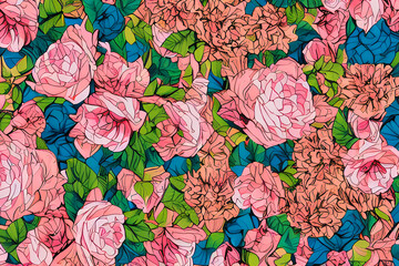 seamless pattern with flowers generative ai 