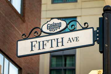 Fifth Avenue vintage sign in the famous Gaslamp quarter in San Diego, California