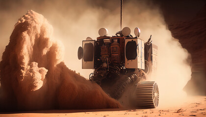 Robot cleaner on Mars. AI render