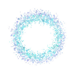 Round dots frame with empty space for your text. Frame made of blue spots or dots of various size. Circle shape.