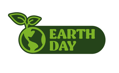 Earth Day badge design concept. Vintage Style. Global ecology protection. Planet icon design with plant. Save the environment.