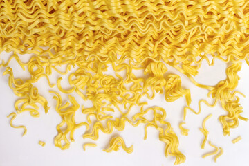 raw noodles isolated on white background at top view angle
