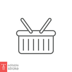 Shopping basket icon. Simple line style for web template and app. Shop, cart, bag, store, online, purchase, buy, retail, vector illustration design on white background. Editable stroke EPS 10.