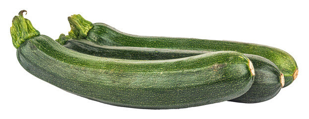 Three green zucchinis or courgettes