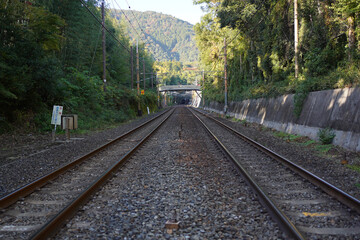 Obraz premium Railway track heading to the country side