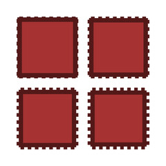 Notch Edge Red Square Stroke Shapes