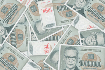 Yugoslav dinar. Close up money from the former republic of Yugoslavia. Yugoslav currency.3D render