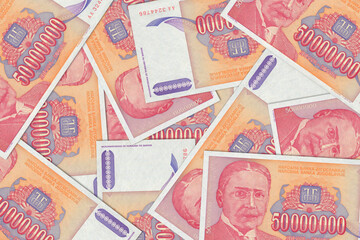 Yugoslav dinar. Close up money from the former republic of Yugoslavia. Yugoslav currency.3D render