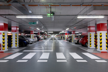 modern underground garage, parking places - 581476216