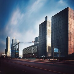 Fototapeta na wymiar Modern office building with a road