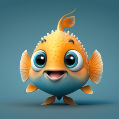 Happy Fish Cartoon Character generative ai