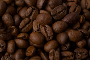 Roasted coffee beans background abstract